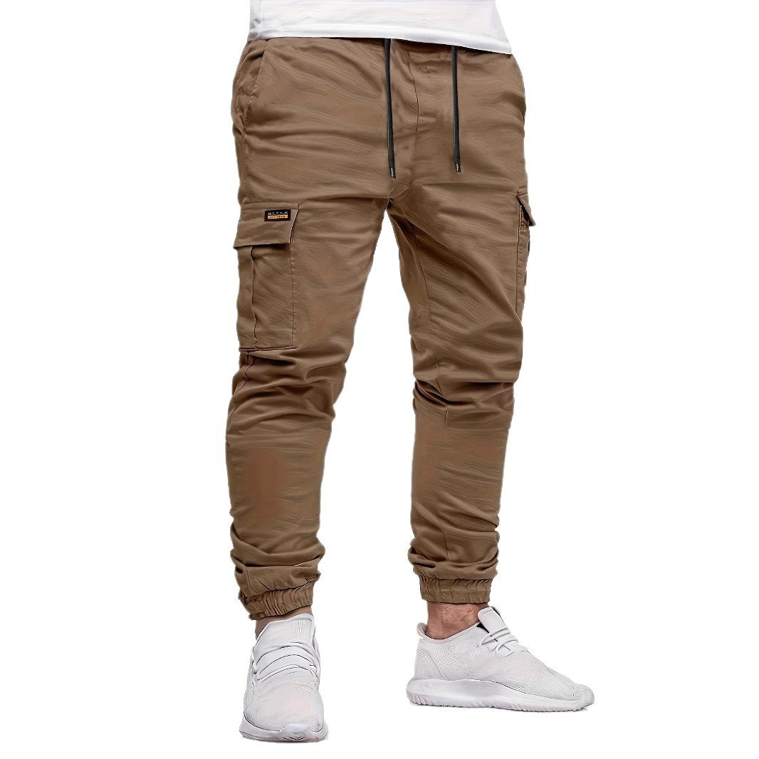 Men's Slim-Tapered Utility Cargo Pants in Jogger Style with Flap and Zipper Pockets Mune Fashion