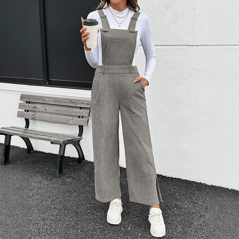 Ladies Casual Cotton Jumpsuit with Wide Legs Mune Fashion