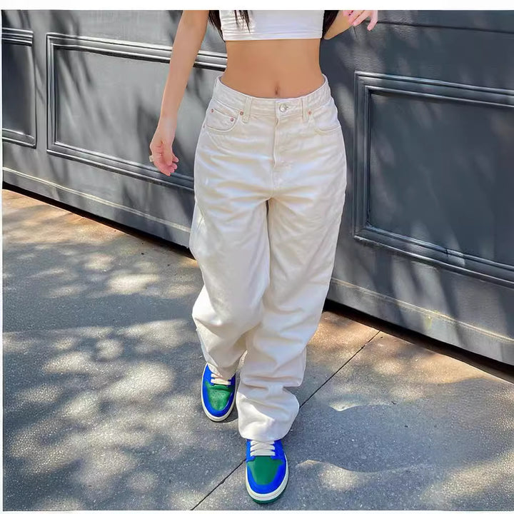Women’s wide High-Waist Baggy Jeans with a deep crotch, five-pocket design and extra-long legs Mune Fashion