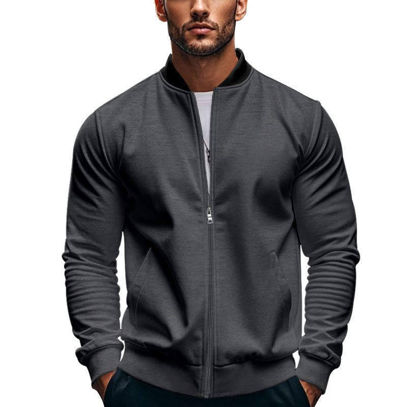 Men's Sporty Bomber Jacket with High Collar Mune