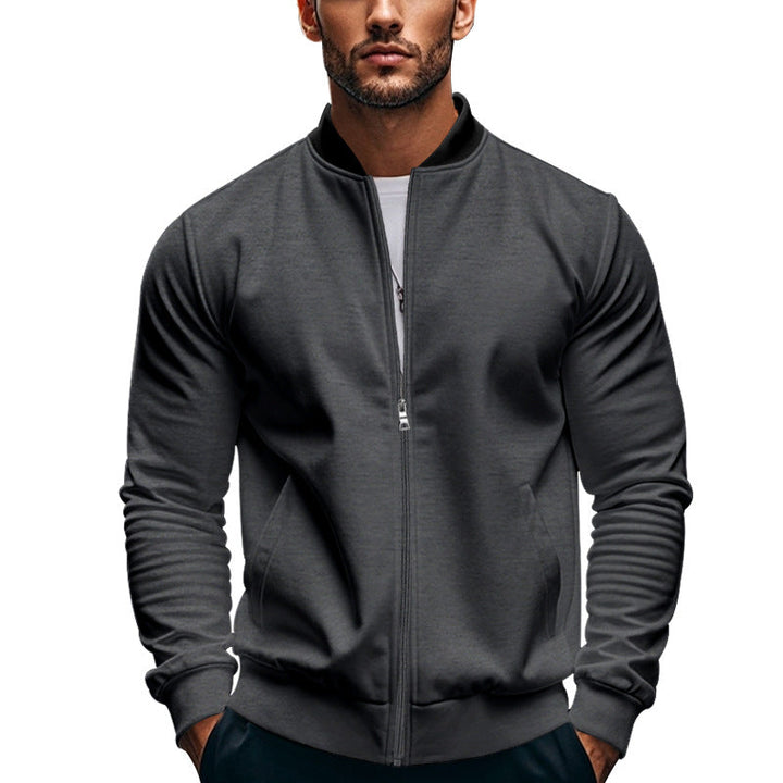 Men's Sporty Bomber Jacket with High Collar Mune