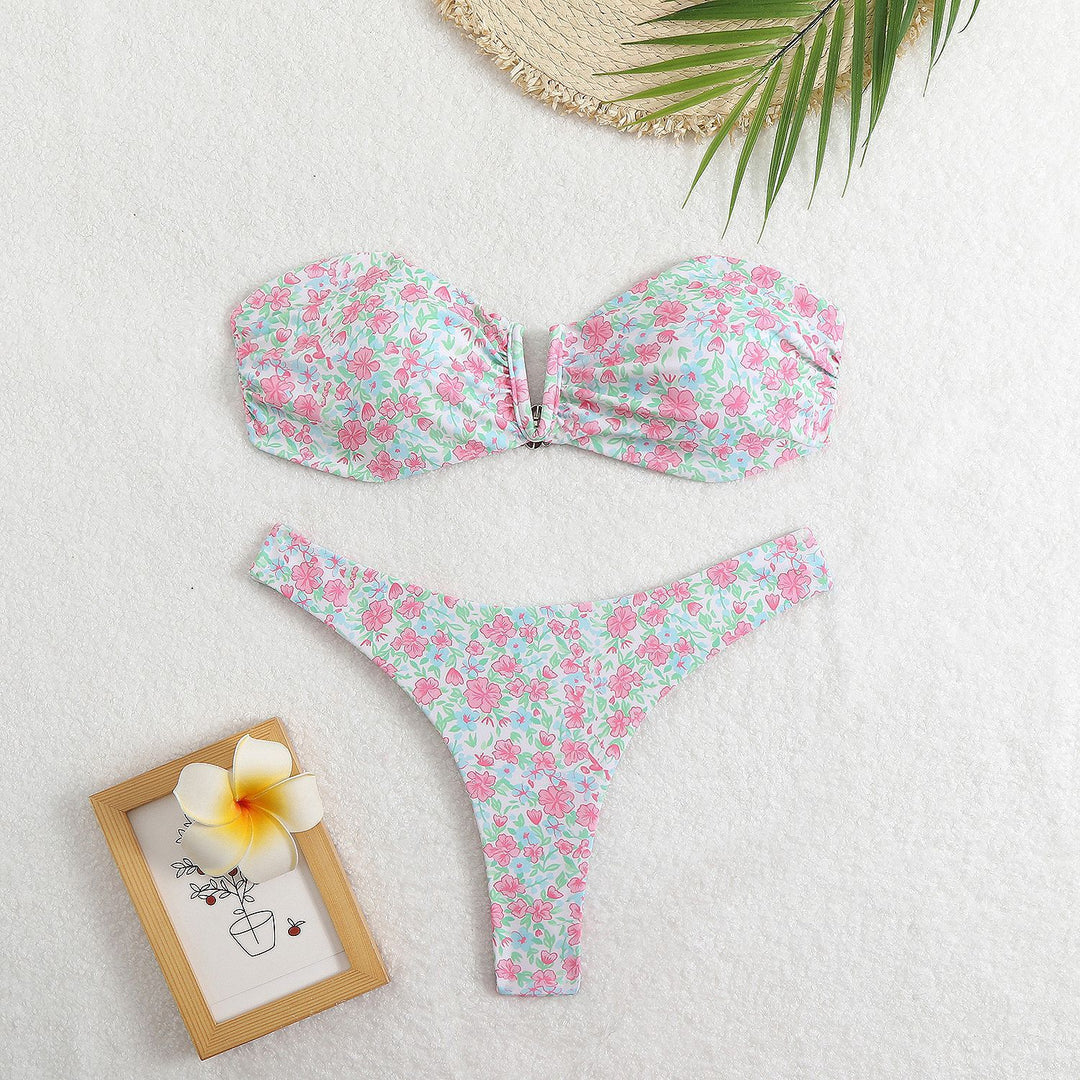Women’s bandeau bikini with floral design and elegant closure Mune Fashion