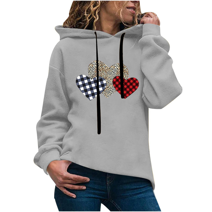 Women's casual oversized hoodie with heart and paw print, drawstring and ribbed cuffs Mune Fashion