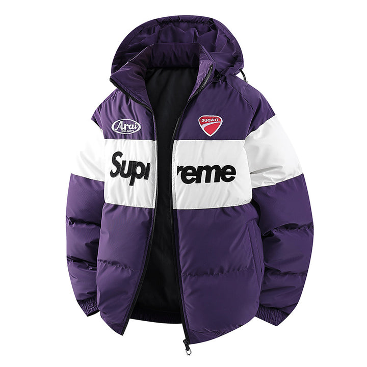 Men's Fashion Transitional Jacket with High Collar and Colorful Accents Mune Fashion