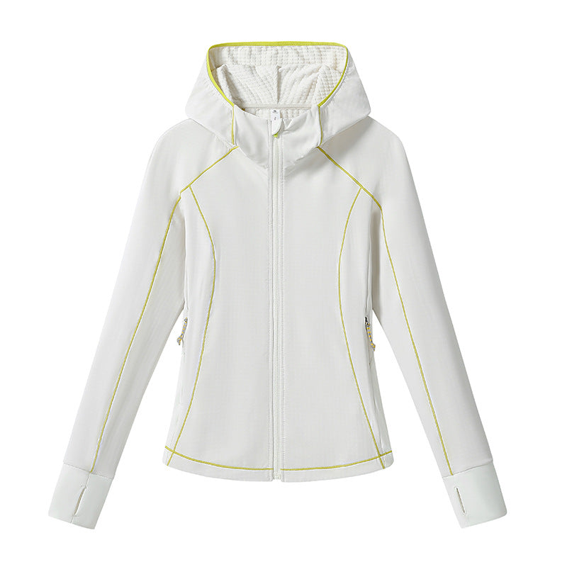 Women's Lightweight Softshell Hooded Jacket with Ergonomic Contrast Seams and Thumb Hole Mune Fashion