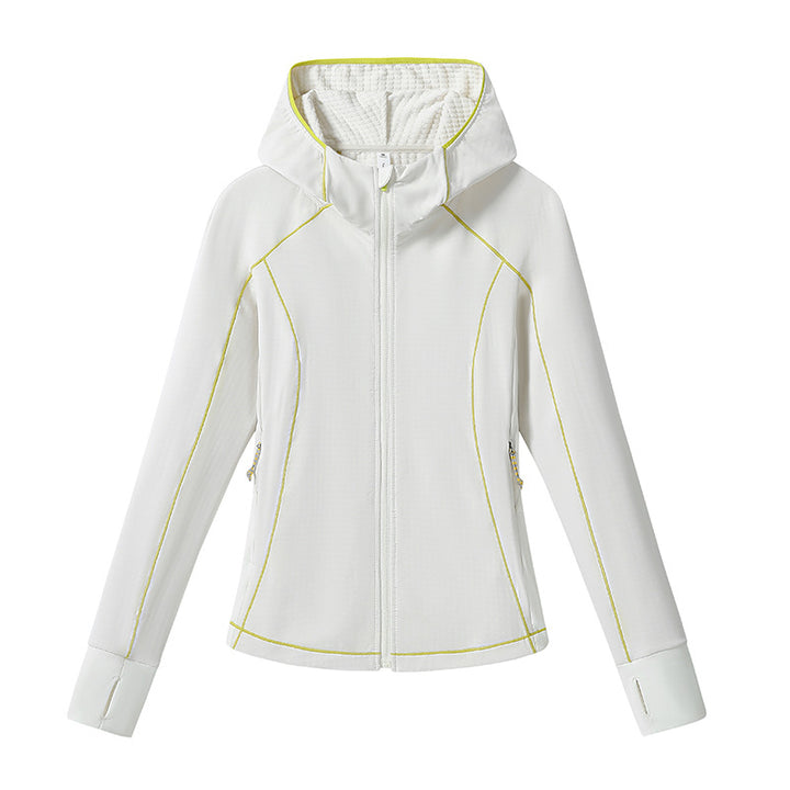 Women's Lightweight Softshell Hooded Jacket with Ergonomic Contrast Seams and Thumb Hole Mune Fashion