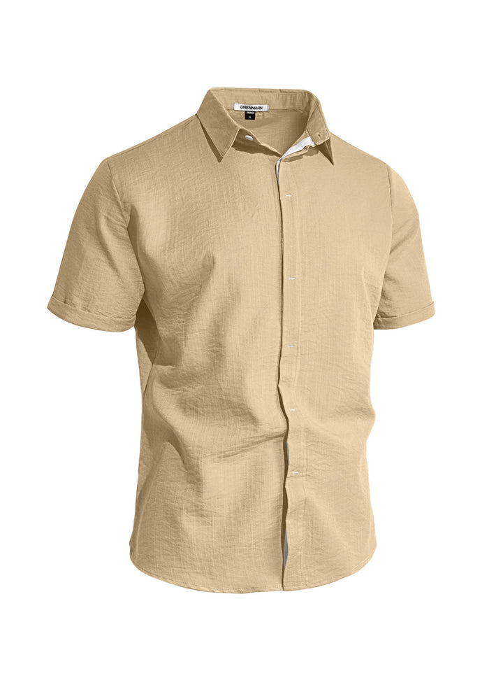 Men's breathable linen shirt with kent collar and rolled-up sleeves Mune Fashion