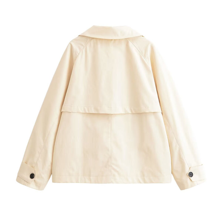 Women's short trench-style jacket with asymmetric lapel Drune
