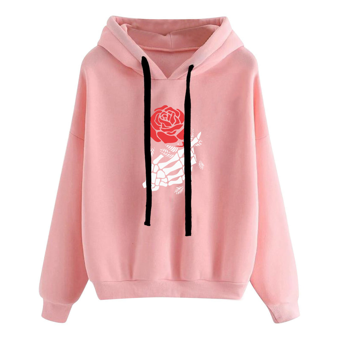 Women's casual oversized hoodie with heart and paw print, drawstring and ribbed cuffs Mune Fashion