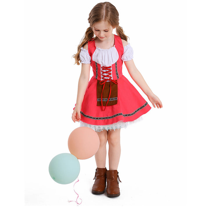 Ladies nan traditional children's dirndl with laced bodice, lace underskirt and decorative apron Mune Fashion