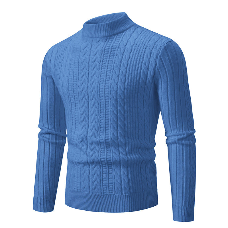 Men's slim-fit mock neck cable knit sweater made from thermoregulating fine knit Mune Fashion
