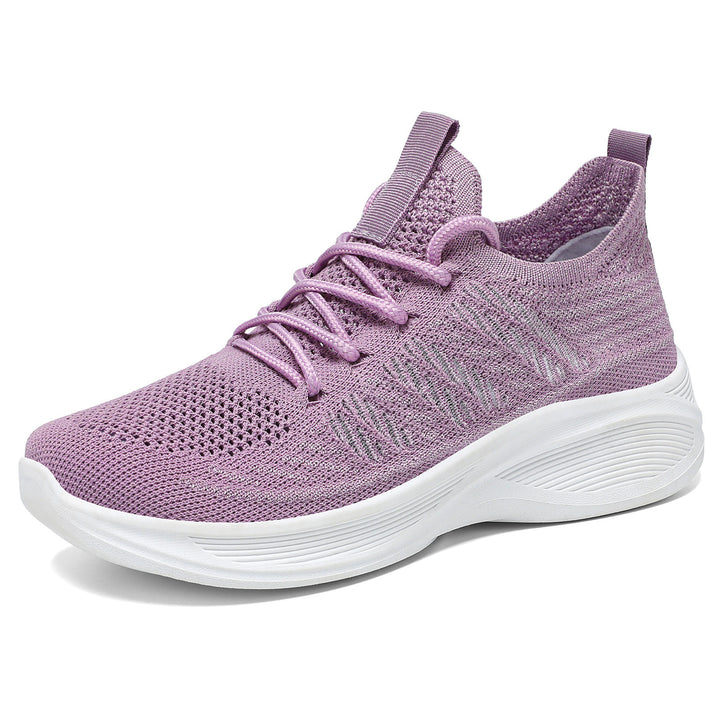 Women’s ergonomic knitted comfort sneakers with targeted ventilation, elastic slip shaft, and shock-absorbing wedge sole Mune Fashion