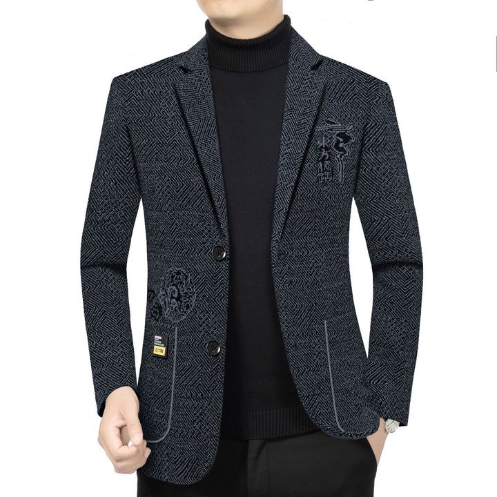 Men's Tailored Knit Blazer in Boucle Look with Patch Pockets Mune Fashion