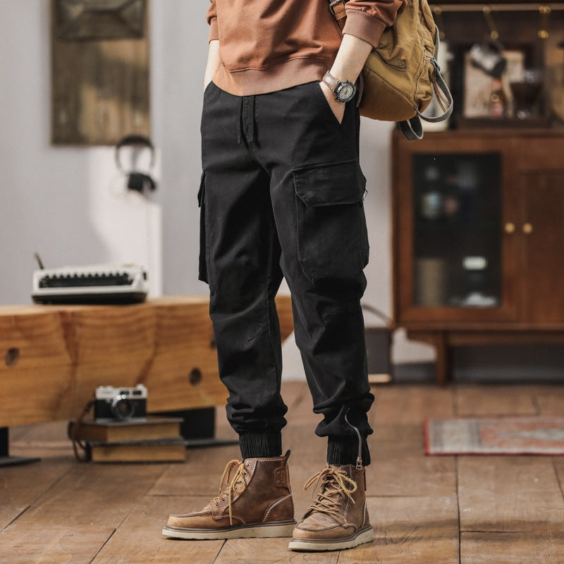 Men's Cargo Jogging Pants with Toggle Pockets, Drawstring Waistband and Gathered Cuffs Mune Fashion