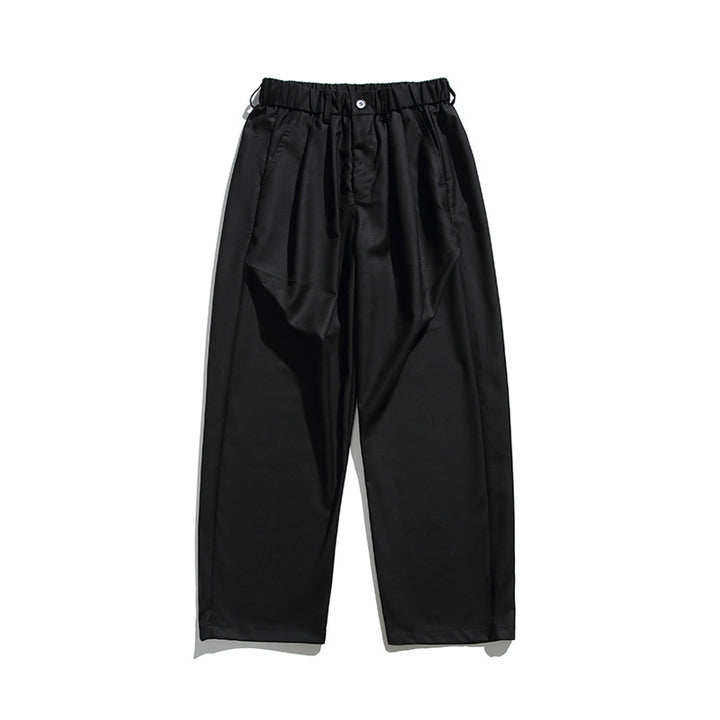 Men's wide pleated pants with elastic drawstring waistband and cropped cut Mune Fashion