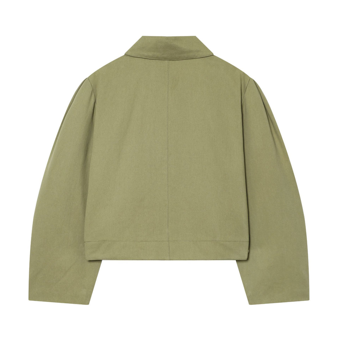 Women's Cropped Boxy Utility Jacket with Pleats and Flap Pockets Mune Fashion