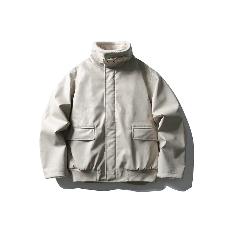 Men's Short Boxy Blouson with Adjustable Buckle Collar and Teddy Lining Mune Fashion