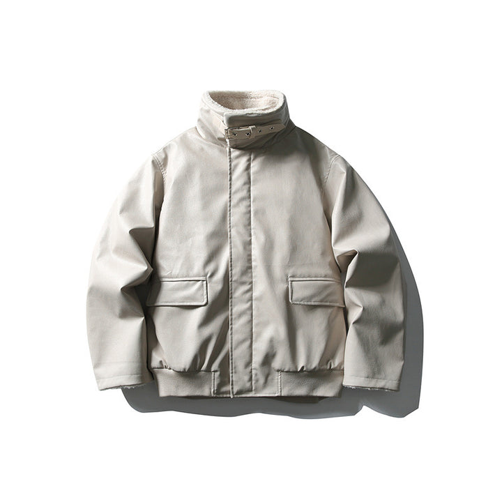 Men's Short Boxy Blouson with Adjustable Buckle Collar and Teddy Lining Mune Fashion