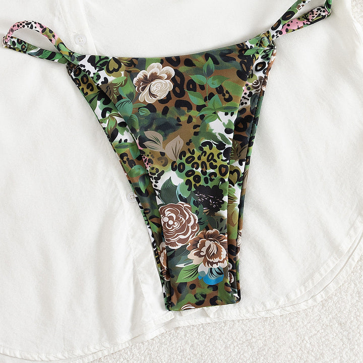 Women Triangle Bikini with Floral Camouflage Design Mune Fashion
