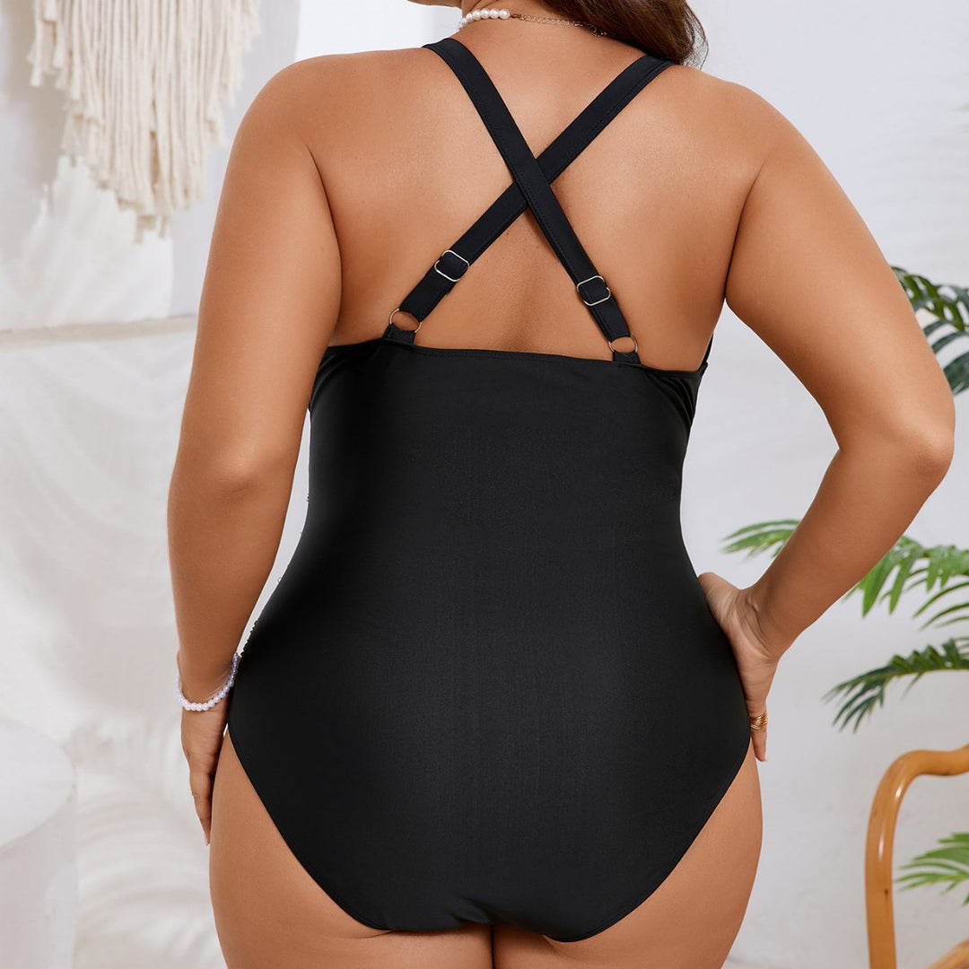 Ladies One-Piece Swimsuit with Floral Décolleté Mune Fashion