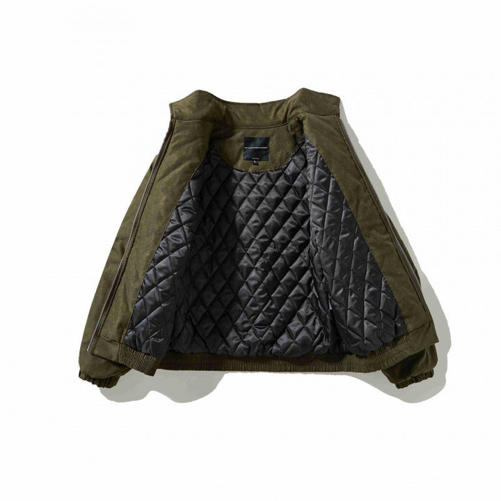 Men's lightly padded canvas field jacket with shirt collar, concealed seam detail appearance, and elastic waistband Mune Fashion