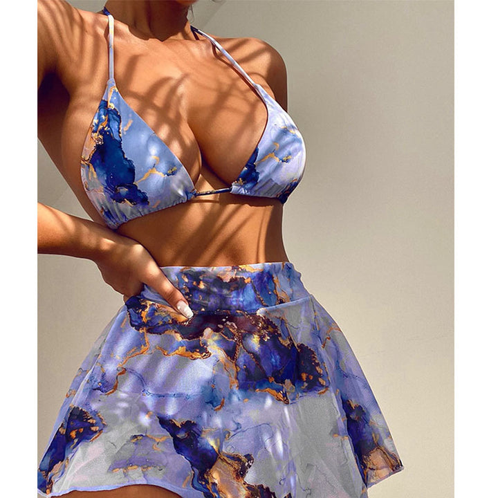 Women’s bikini set with floral wrap skirt and adjustable straps Mune Fashion
