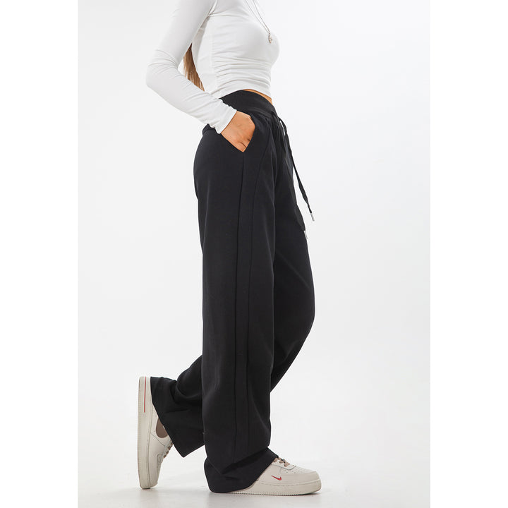 Women's Loose High-Waist Sweat Palazzo Pants with High Elastic Waistband and Drawstring Mune Fashion