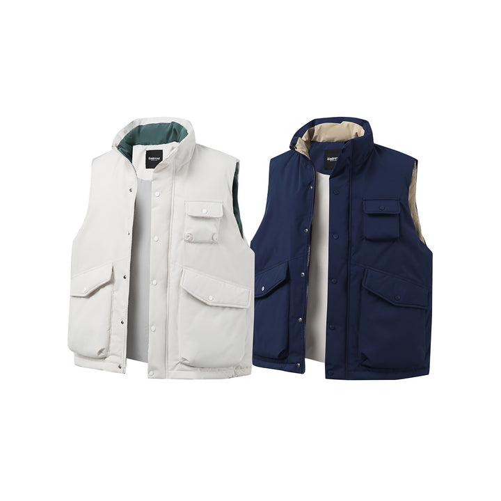 Unisex Padded Utility Vest with High Stand-Up Collar and Flap Pockets Mune Fashion