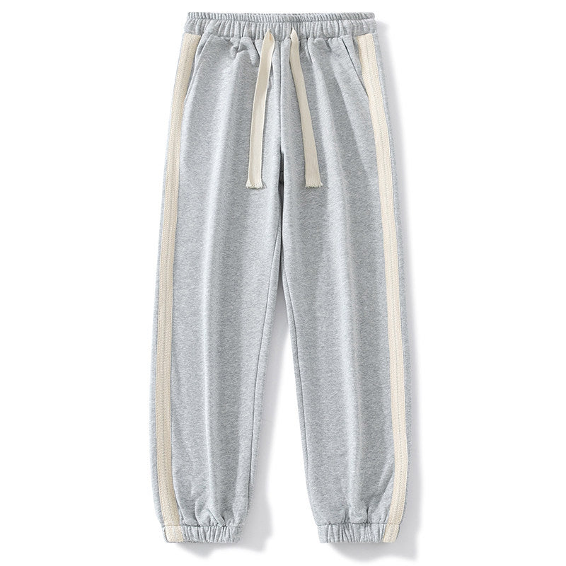 Men's Relaxed Jogging Pants with Side Seam Contrast Stripes, Elastic Waistband & Drawstring Mune Fashion