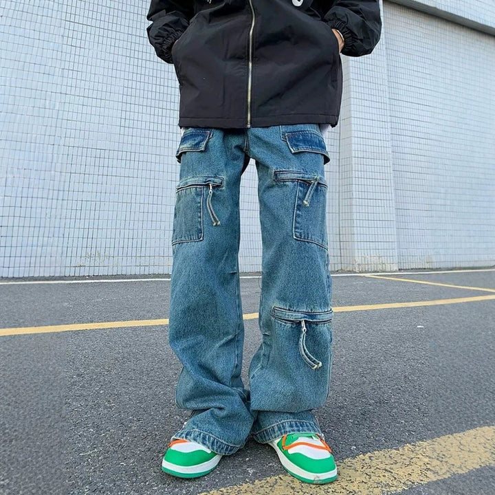 Men's Stylish Cargo Jeans with Zippers Mune Fashion