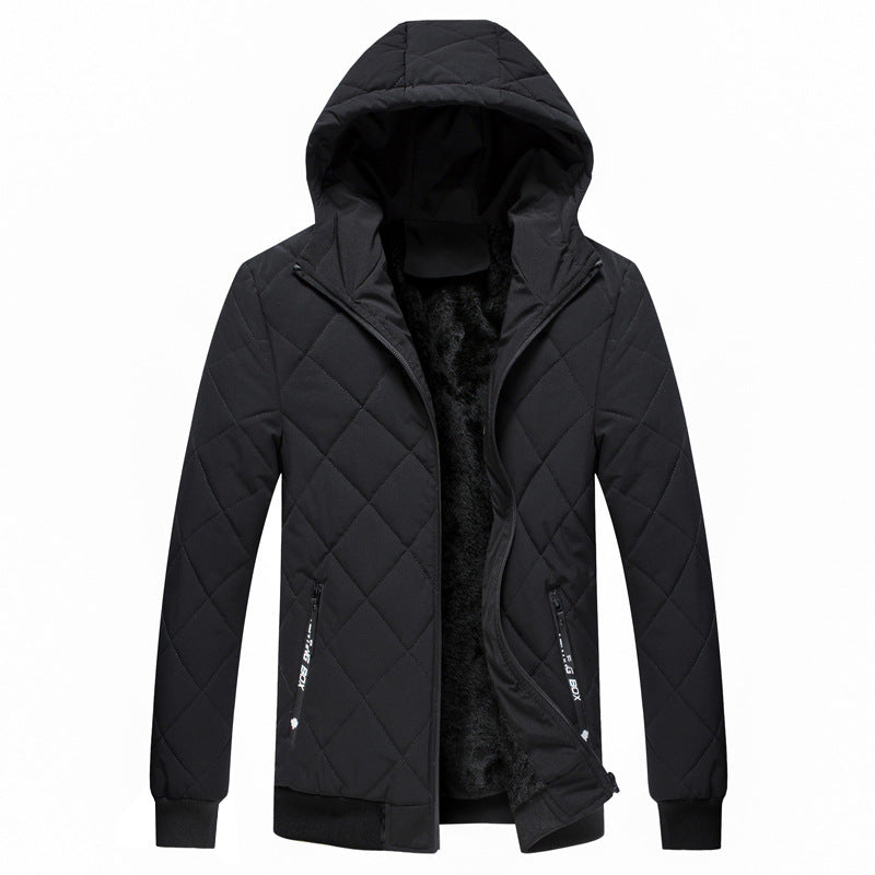 Men's quilted hooded jacket with light thermo insulation and ribbed cuffs Mune Fashion