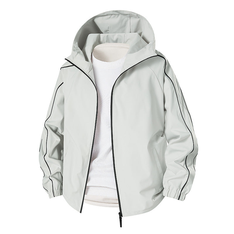 Men's Lightweight Softshell Outdoor Jacket with Hood, Elastic Cuffs and Full-Length Zipper Mune Fashion