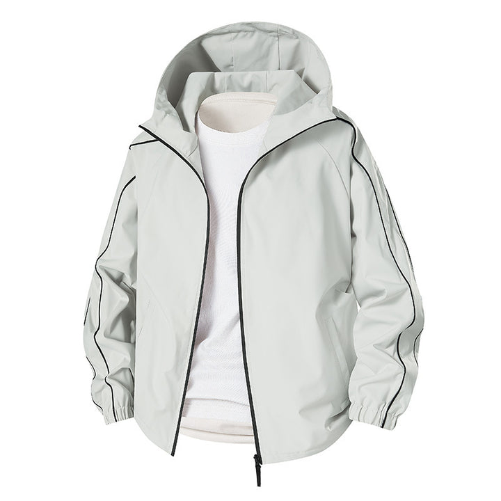Men's Lightweight Softshell Outdoor Jacket with Hood, Elastic Cuffs and Full-Length Zipper Mune Fashion