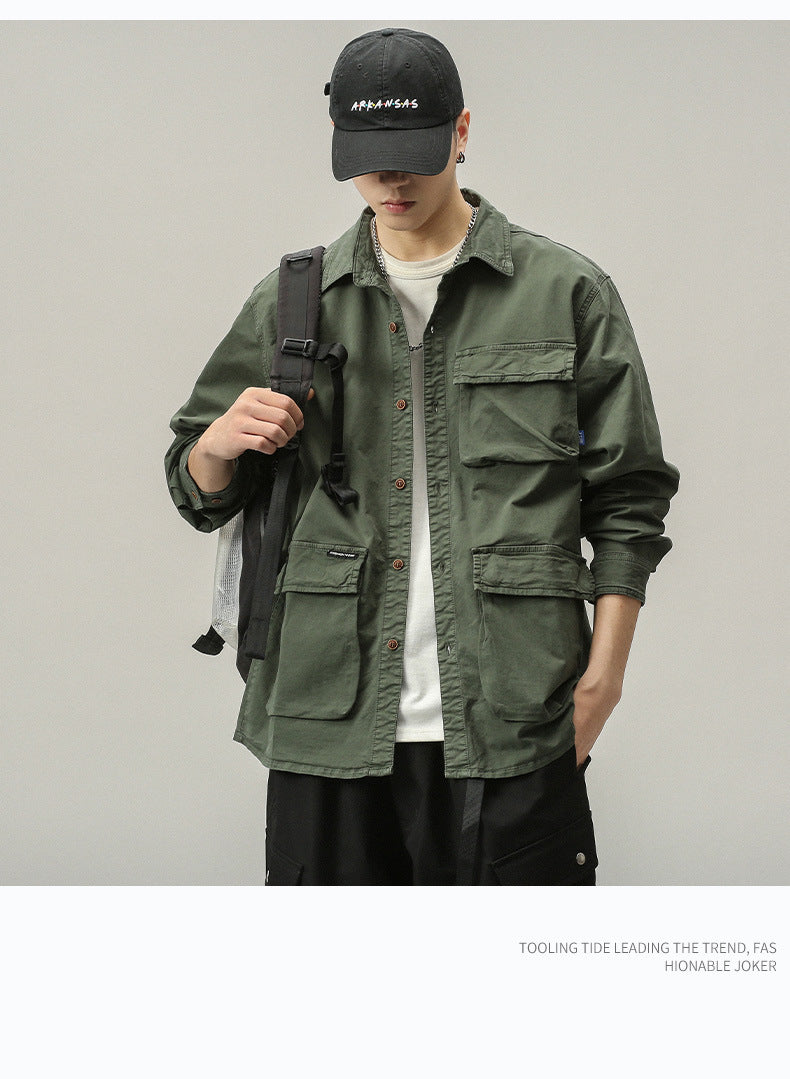 Men's Military-Inspired Field Jacket with Multiple Pockets and Loose Fit Mune Fashion