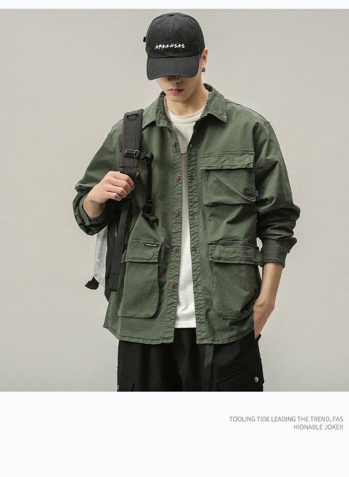 Men's Military-Inspired Field Jacket with Multiple Pockets and Loose Fit Mune Fashion