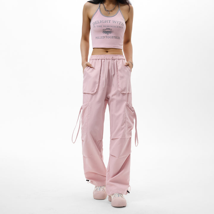 Men's Oversized Cargo Trousers in Baggy Utility Cut with Elastic Waistband, Flap Pockets and Adjustable Hem Closures Mune Fashion