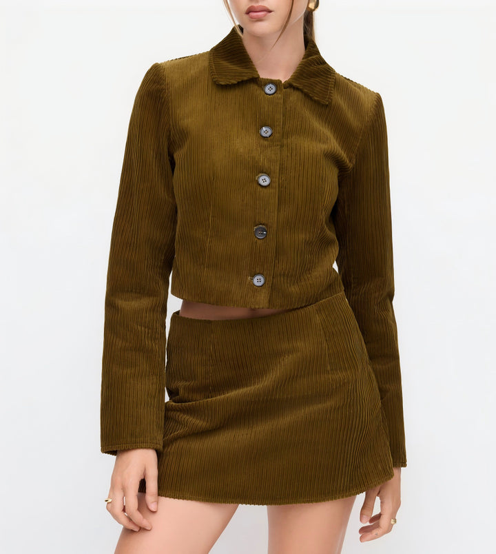 Ladies Fashion Cord Jacket Set Mune Fashion