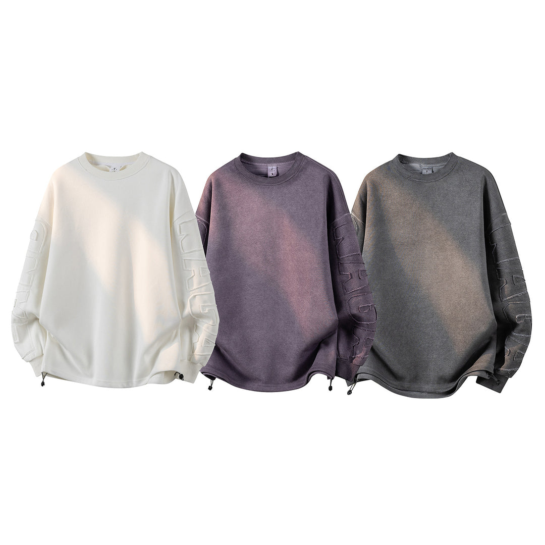 Women's Oversized Sweatshirt with Embroidered Logo, Rounded Hem & Dropped Shoulder Mune Fashion