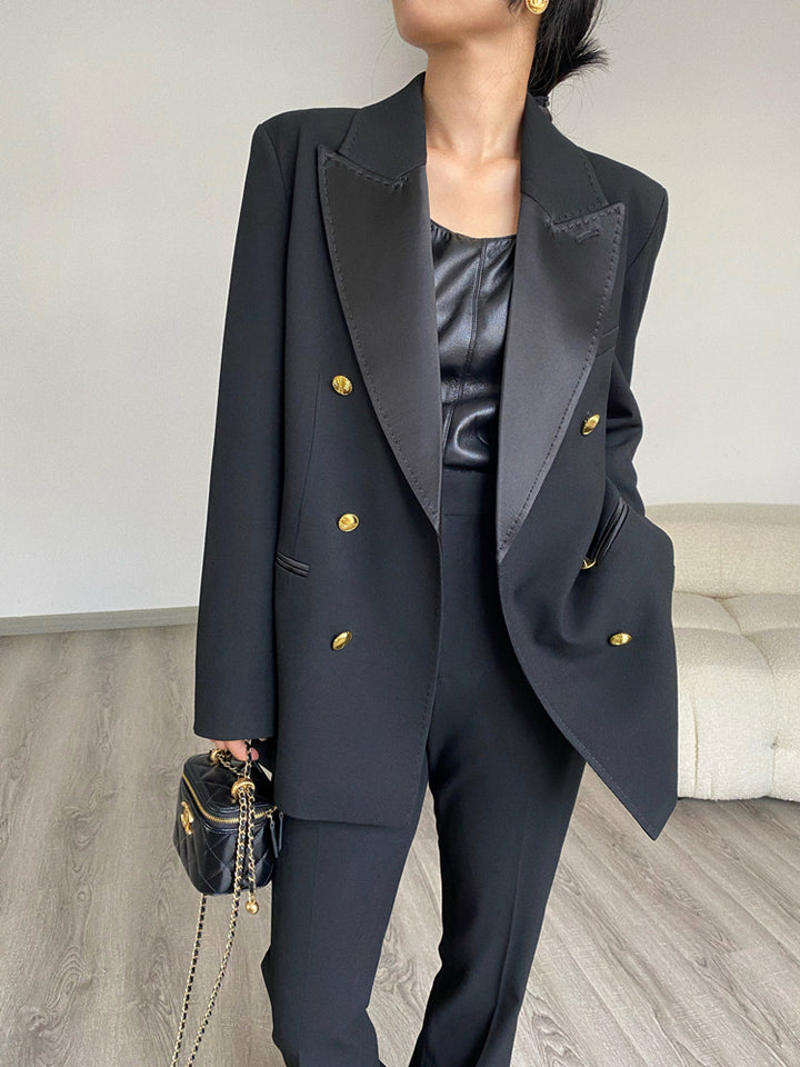 Ladies Elegant Double-Breasted Blazer Mune Fashion