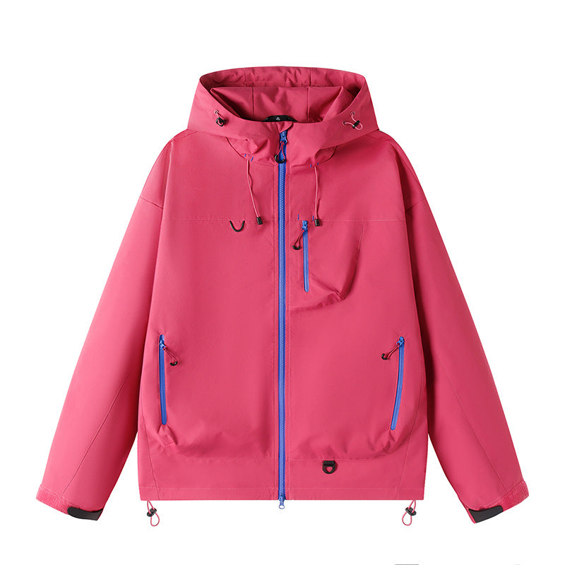 Men's Lightweight Tech Softshell Jacket with Hood, Adjustable Hem and Contrast Zippers Mune Fashion