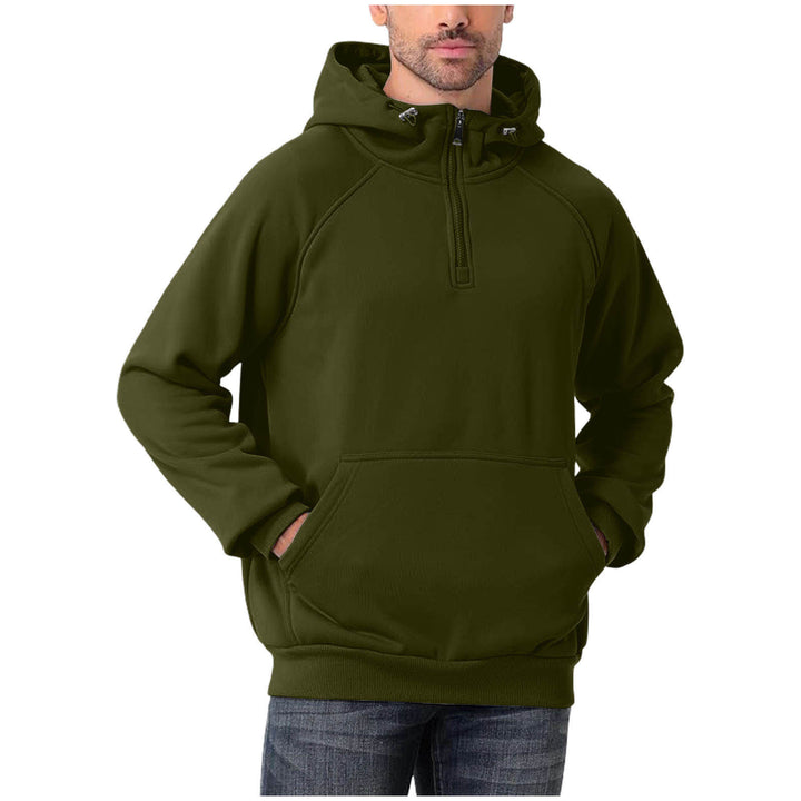 Men's half-zip hoodie with adjustable hood, kangaroo pocket, and raglan sleeves Mune Fashion