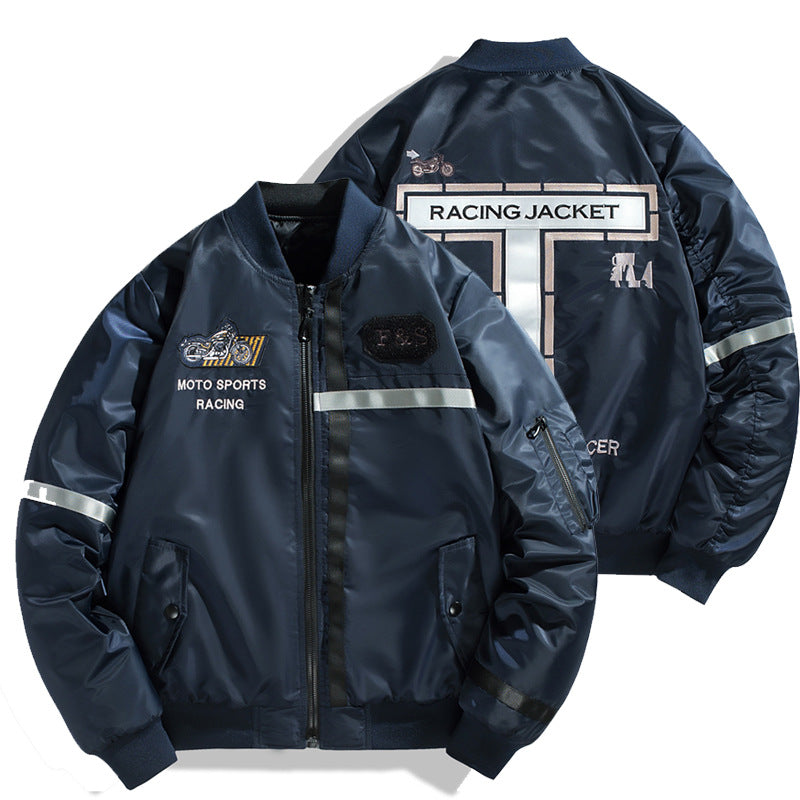 Men's bomber jacket in flight jacket style with reflective stripes, utility pockets and light thermal lining Mune Fashion