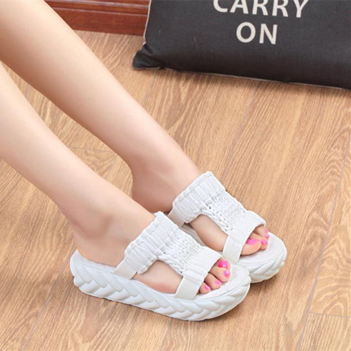 Women braided comfort sandals with padded platform sole Mune Fashion