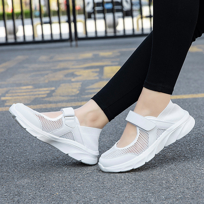 Women's Nan Comfort Strap Sneakers with Velcro Seamless Knit Shaft and Cushioning Lightweight Sole Mune Fashion