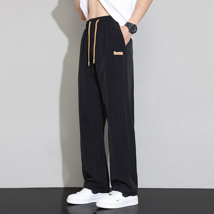 Men's Casual Leisure Pants with Elastic Waistband and Practical Pockets