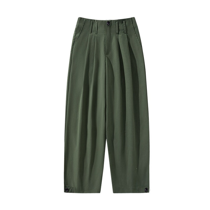Women's high-waisted wide pleated trousers with cropped legs and adjustable button cuffs Mune Fashion
