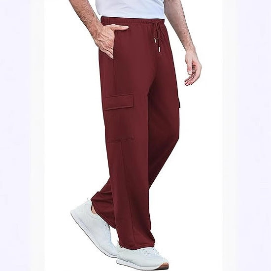 Men's comfortable cargo lounge pants with elastic waistband, drawstring, straight leg, and patch flap pockets Mune Fashion