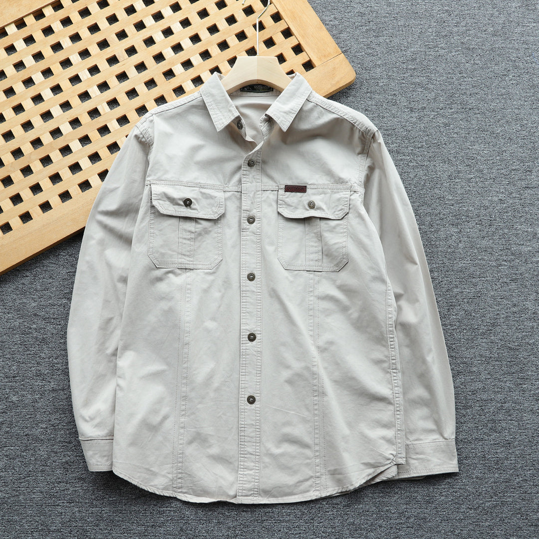 Men's Utility Shirt Jacket with Chest Flaps and Reinforced Seams Mune Fashion