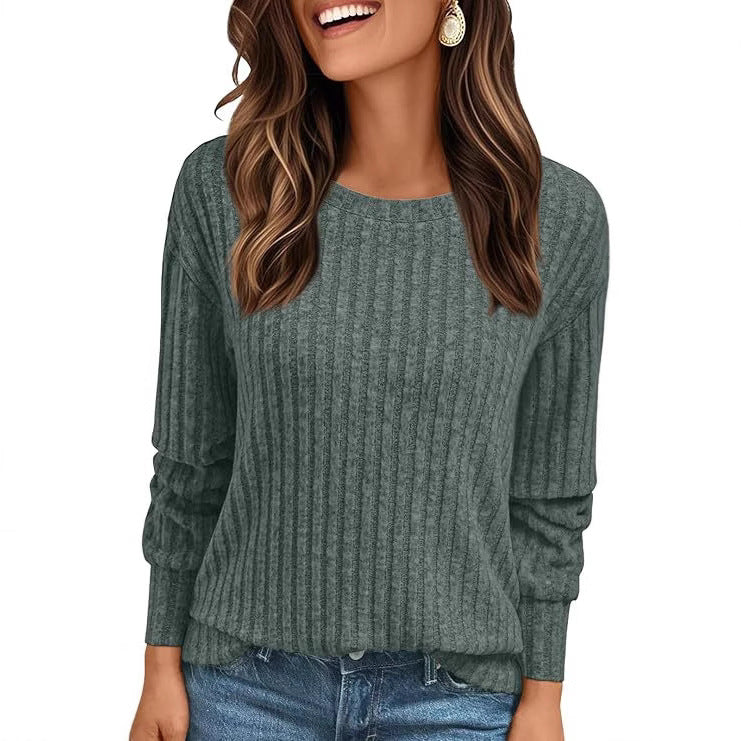 Women's Structured Ribbed Sweatshirt with Chenille Look and Relaxed Fit Mune Fashion