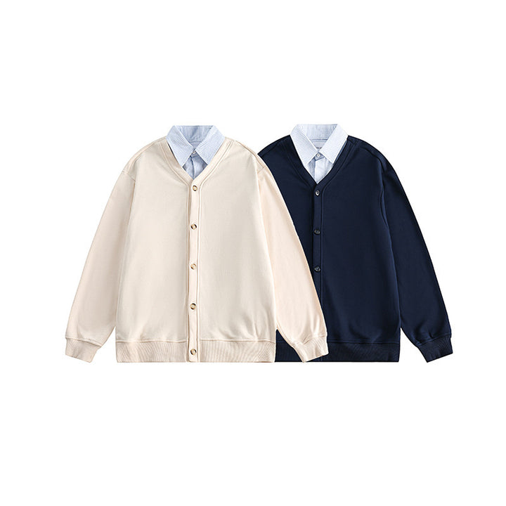 Men's oversized knit cardigan in sweatshirt style with V-neck and button placket Mune Fashion